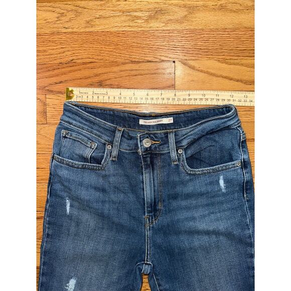 Levi's 721 Regular Fit Skinny Ankle Jeans Women's Size 27 Blue High Rise Stretch - Picture 4 of 8